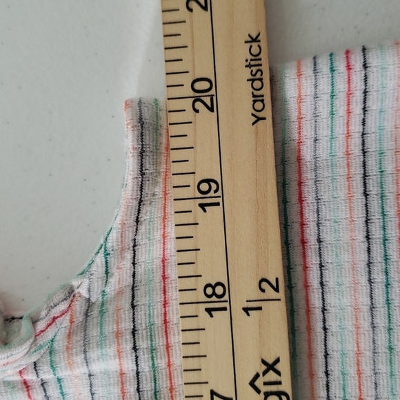 Loft Mini Sundress Large White Multicolor Stripes Shift Flutter Cap Sleeve Beach - Picture 8 of 11